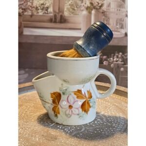 Antique German Ceramic Shaving Scuttle with Surrey Natural Boar Bristle Brush